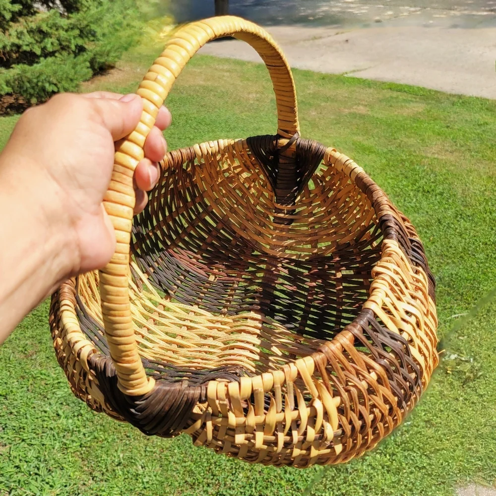 Vintage Handmade Buttocks Gathering Basket God’s Eye Primitive Rustic